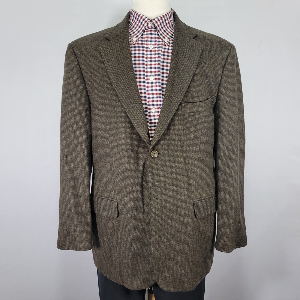 Stafford Men's Sport Coat Blazer Two Button Brown Wool‎ Camel Nylon BLend 42R